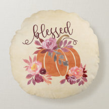 Blessed - Fall Pumpkin with Pink Flowers