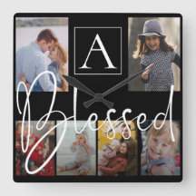 Blessed Family Name Script Monogram Photo Collage