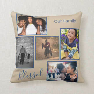 Blessed Family Photo Collage Personalised Cushion