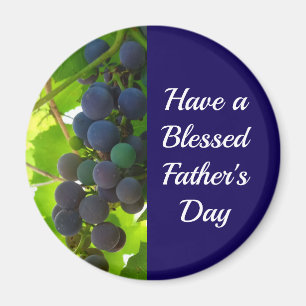 Blessed Father's Day Purple Grape Cluster Blue Magnet