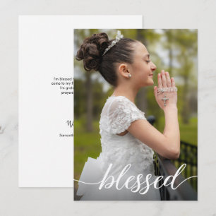 Blessed First Holy Communion Photo Thank you Card
