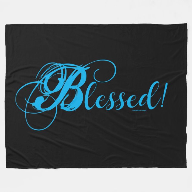 Blessed! Fleece Blanket (Black/Blue) (Front (Horizontal))