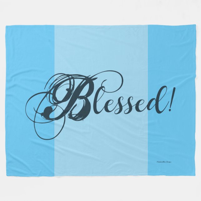Blessed! Fleece Blanket  (Blue) (Front (Horizontal))