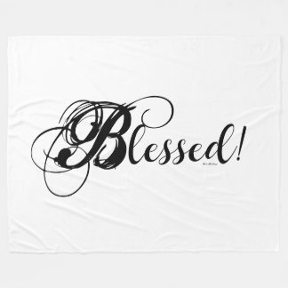 Blessed! Fleece Blanket (White/Black)