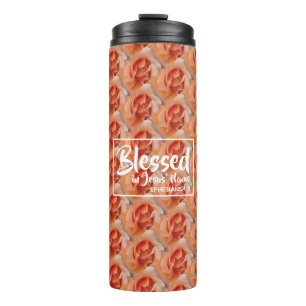 BLESSED Floral Ephesians Christian Scripture Thermal Tumbler