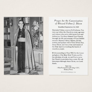 Blessed Fulton Sheen Canonisation Prayer Holy Card