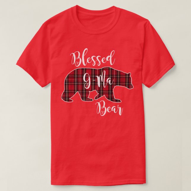 Blessed G-Ma Bear Red Tartan Plaid Grandma Gift Pr T-Shirt (Design Front)
