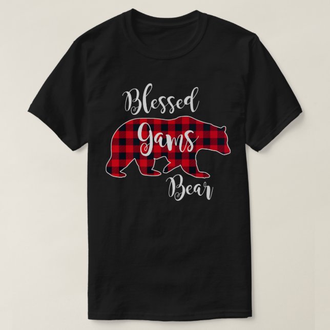 Blessed Gams Bear Red Buffalo Check Plaid Fun Gran T-Shirt (Design Front)
