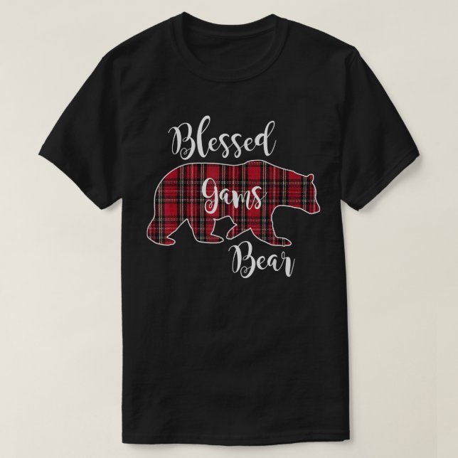 Blessed Gams Bear Red Tartan Plaid Grandma Gift  T-Shirt (Design Front)