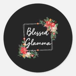 Blessed Glamma Floral Arrow Design For Christmas M Classic Round Sticker