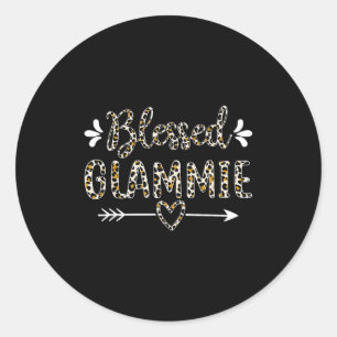 Blessed glammie grandma grandmother cute leopard classic round sticker