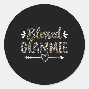 Blessed Glammie Grandma Grandmother Cute Leopard M Classic Round Sticker