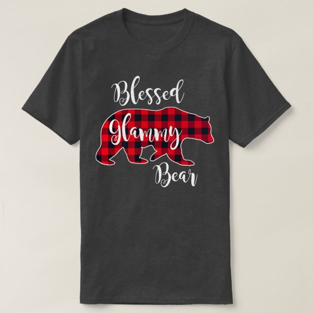Blessed Glammy Bear Red Buffalo Check Plaid Grandm T-Shirt (Design Front)
