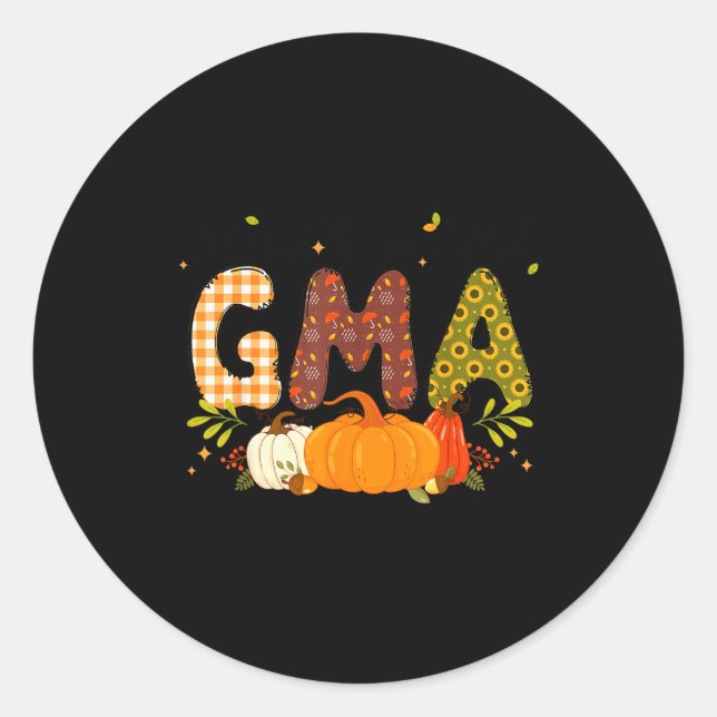 Blessed Gma Pumpkin Fall Autumn Thanksgiving Mom W Classic Round Sticker (Front)
