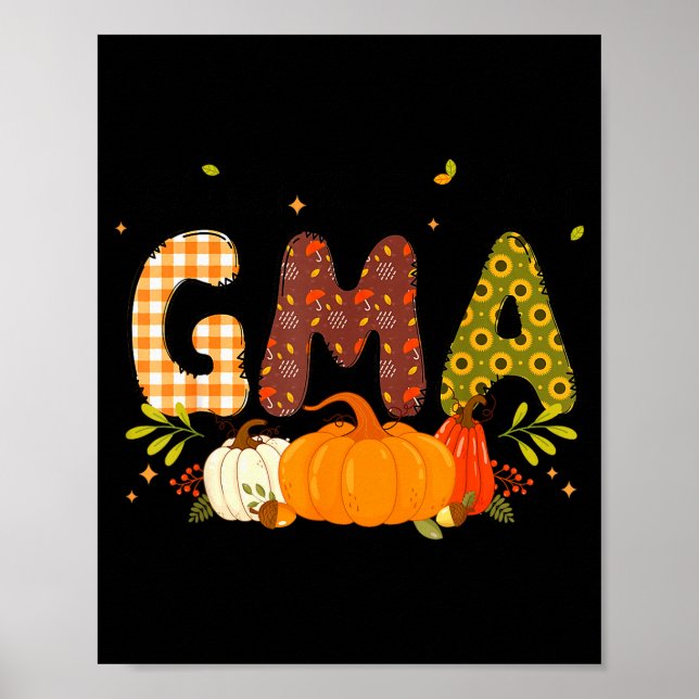 Blessed Gma Pumpkin Fall Autumn Thanksgiving Mom W Poster (Front)