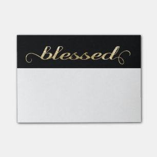 Blessed, Gold Foil-Look Inspirational Grateful Post-it Notes