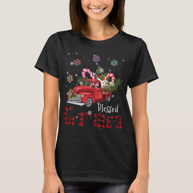 Blessed Gram Christmas Red Truck Gift For Grandma T-Shirt (Front)
