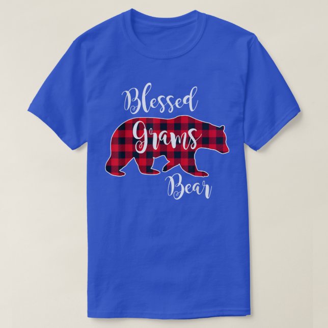 Blessed Grams Bear Red Buffalo Check Plaid Fun Gra T-Shirt (Design Front)