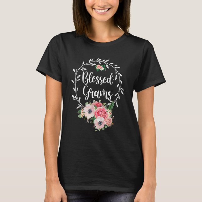 Blessed Grams  Flower Decor T-Shirt (Front)