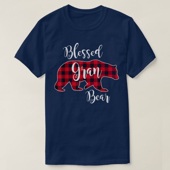 Blessed Gran Bear Red Buffalo Check Plaid Fun Gran T-Shirt (Design Front)