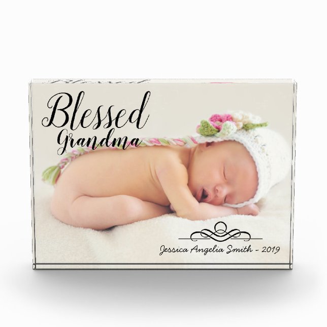 Blessed Grandma Elegant Script One Photo Option (Front)