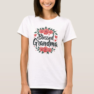 Blessed Grandma Floral Vintage Roses Typography T-Shirt