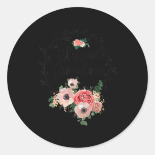 Blessed Grandma For Women Flower Decor Grandma Classic Round Sticker