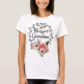 Blessed Grandma For Women Flower Decor Grandma T-Shirt