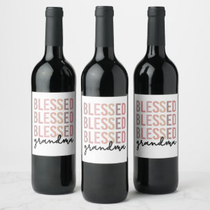 Blessed Grandma Gifts for Grandma Wine Label