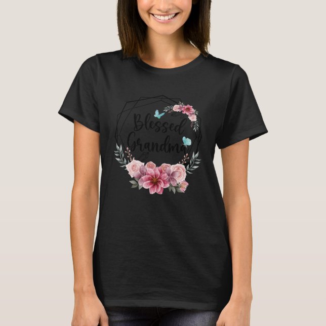 Blessed Grandma with Floral Mother s Day 2023 T-Shirt (Front)