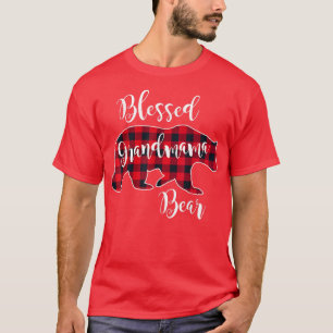 Blessed Grandmama Bear Red Buffalo Check Plaid Gra T-Shirt