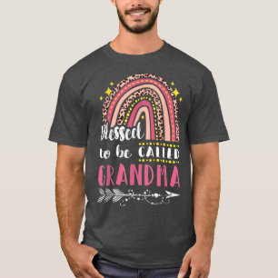 Blessed GrandmaPink Rainbow Leopard Mum Mothers Da T-Shirt