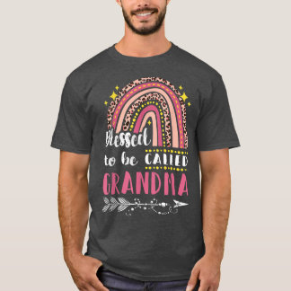 Blessed GrandmaPink Rainbow Leopard Mum Mothers Da T-Shirt