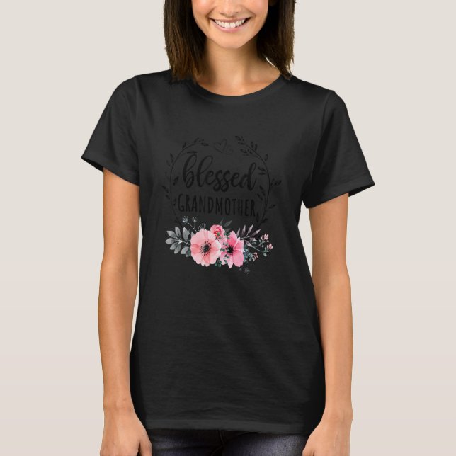 Blessed Grandmother  For Women Floral Decor Mother T-Shirt (Front)
