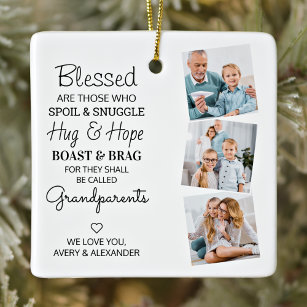 Blessed Grandparents Grandma Grandpa Photo Collage Ceramic Ornament