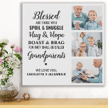 Blessed Grandparents Modern Personalised 3 Photo Faux Canvas Print<br><div class="desc">Celebrate your grandparents with a custom photo collage canvas print. This unique quote grandparents wall print is the perfect gift whether its a birthday, Grandparents day or Christmas. We hope your special keepsake photo grandparents gift will become a treasured keepsake for years to come. . Quote " Blessed are those...</div>