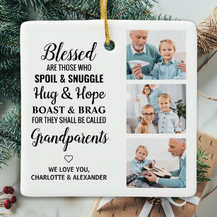 Blessed Grandparents Personalised 3 Photo Collage Ceramic Ornament