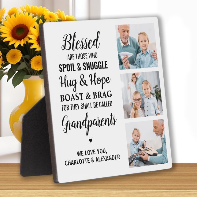 Blessed Grandparents Personalised 3 Photo Collage Plaque (Creator Uploaded)