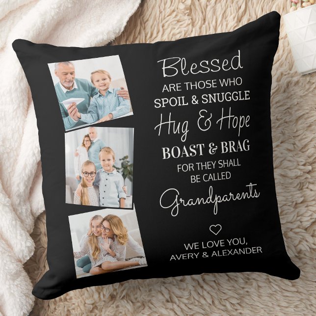 Blessed Grandparents Personalised 3 Picture  Cushion (Creator Uploaded)