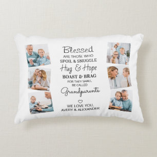 Blessed Grandparents Quote Photo Collage Decorative Cushion