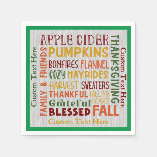 Blessed Grateful Autumn Fall Artwork Personalised Napkin