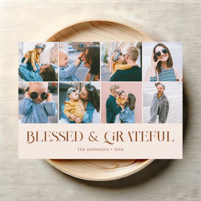 Blessed Grateful Thanksgiving Photo Holiday Card (Creator Uploaded)