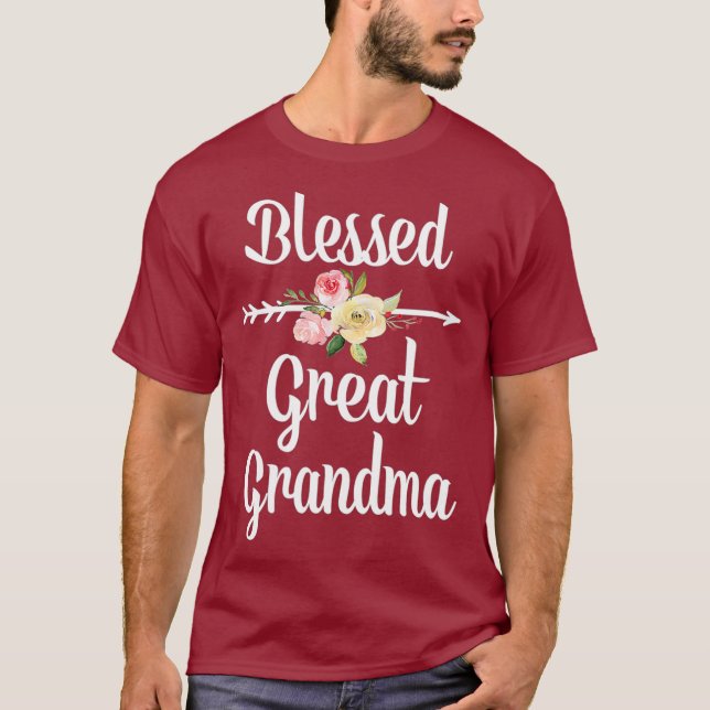 Blessed Great Grandma Flower Arrow  Gift Great T-Shirt (Front)