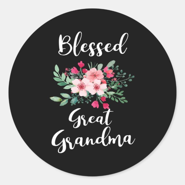 Blessed Great Grandma Flower Bouquet For Grandma Classic Round Sticker (Front)