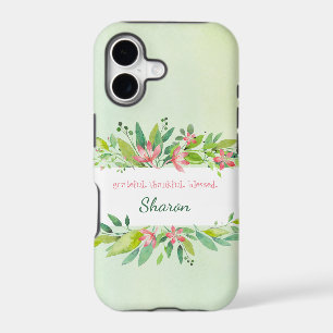 Blessed Green Floral Watercolor iPhone case