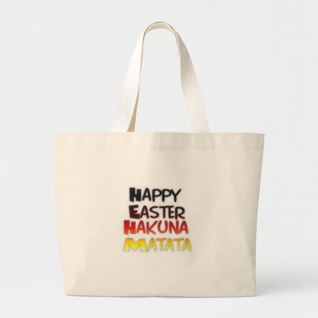 Blessed Happy Easter Hakuna Matata Holiday Season Large Tote Bag (Front)