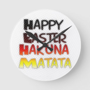 Blessed Happy Easter Hakuna Matata Holiday Season Round Clock