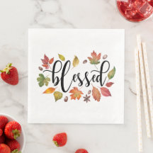 Blessed In Black Calligraphy And Autumn Leaves