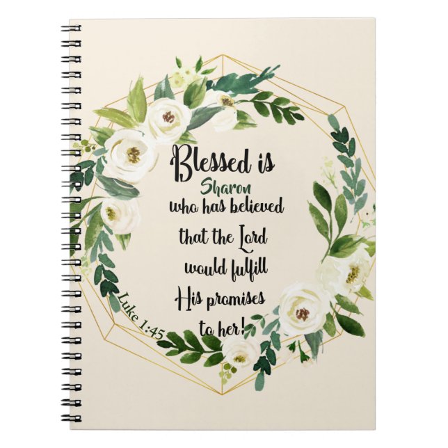 Blessed Is She Who Believed Name Christian  Notebook (Front)
