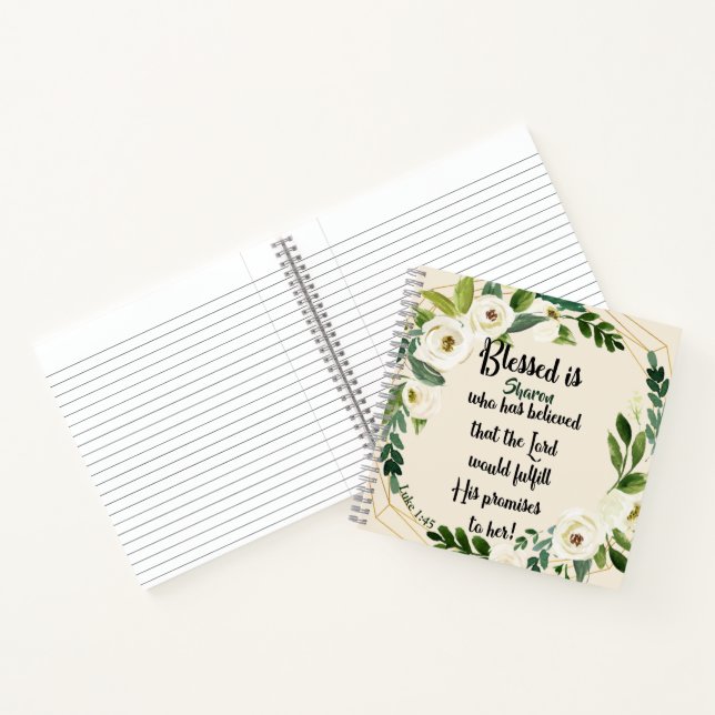 Blessed Is She Who Believed Name Christian Notebook (Inside)